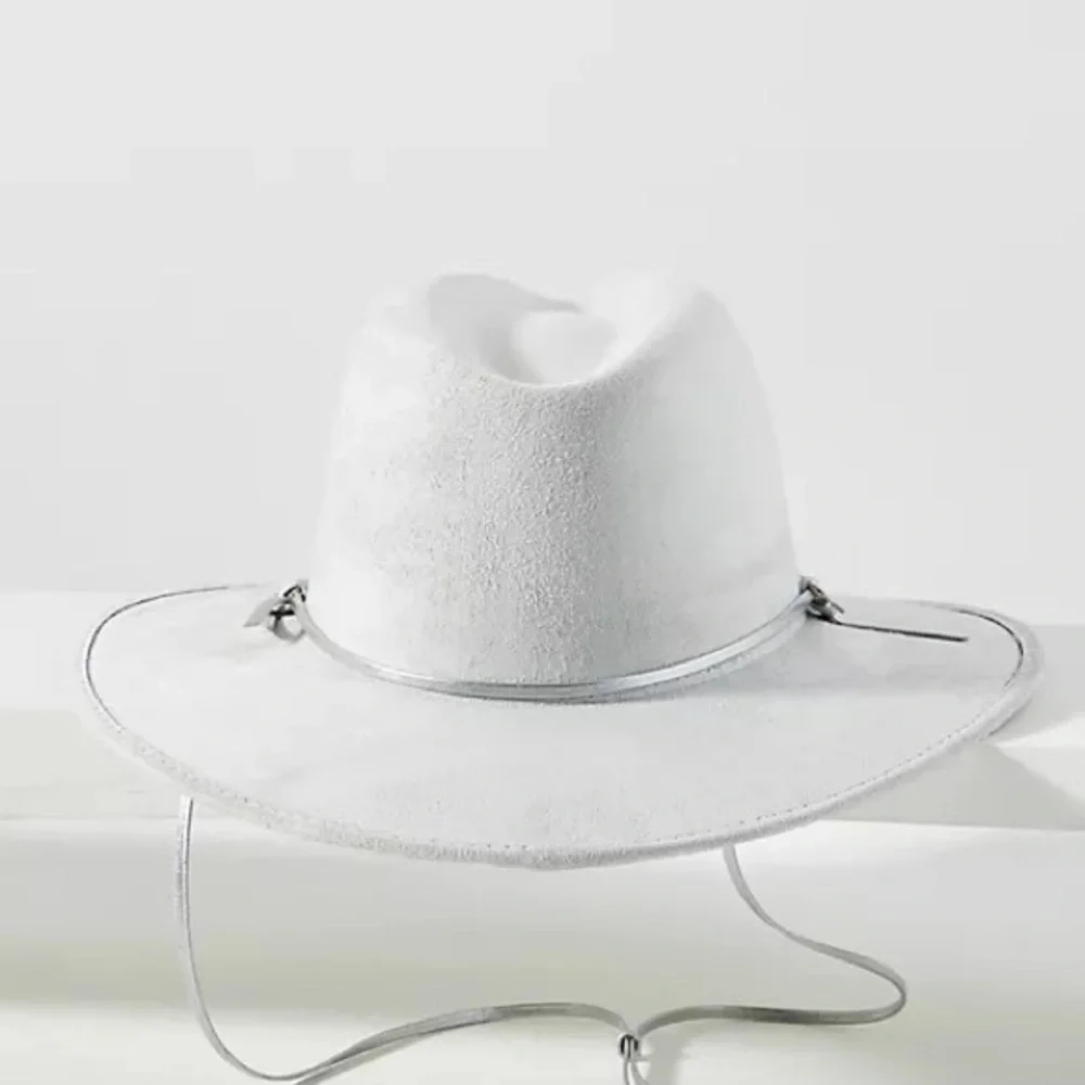 Anthropologie ASN Silver Braided Trimmed Rancher Hat